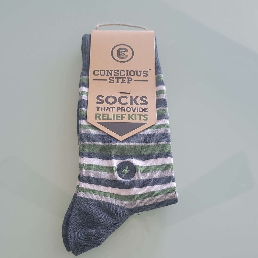 Men's Striped Socks - Gray and Green